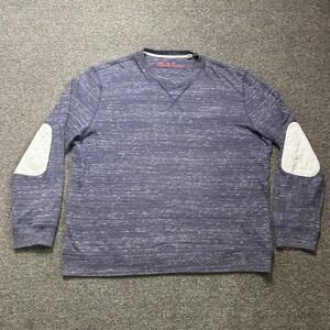 Robert Graham Sweatshirt‎ Blue Mens 2XL Classic Fit Space Dye Elbow Patches Crew